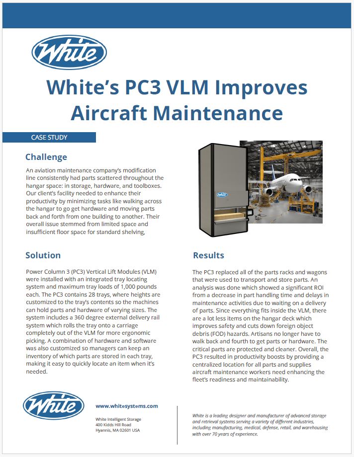 White Intelligent Storage Vertical Lift Module Case Study