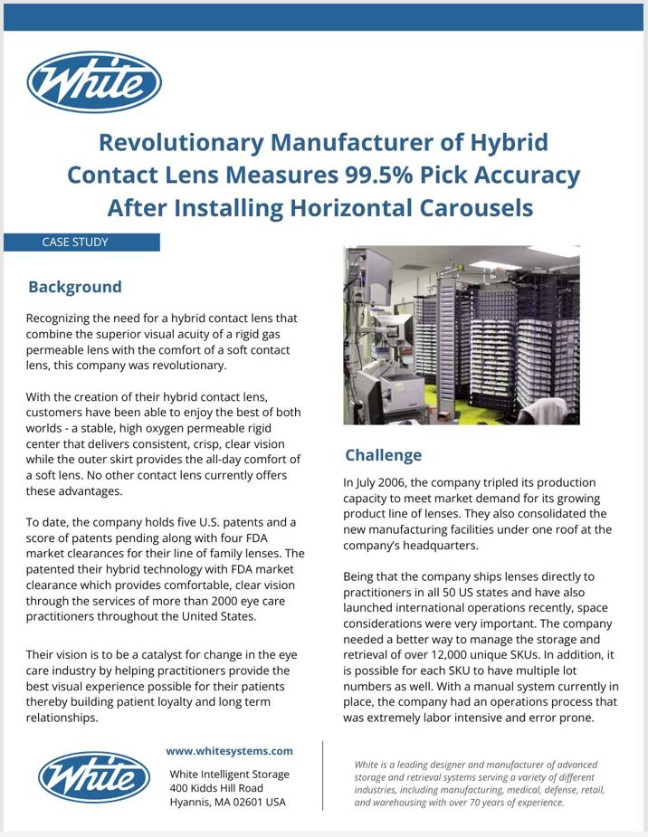 Contact Lens Manufacturer Horizontal Carousels