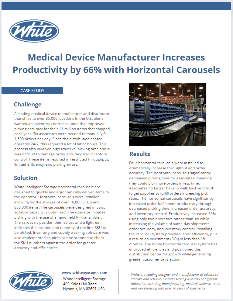 Medical Device Manufacturer Increases Productivity by 66% with Horizontal Carousels Case Study