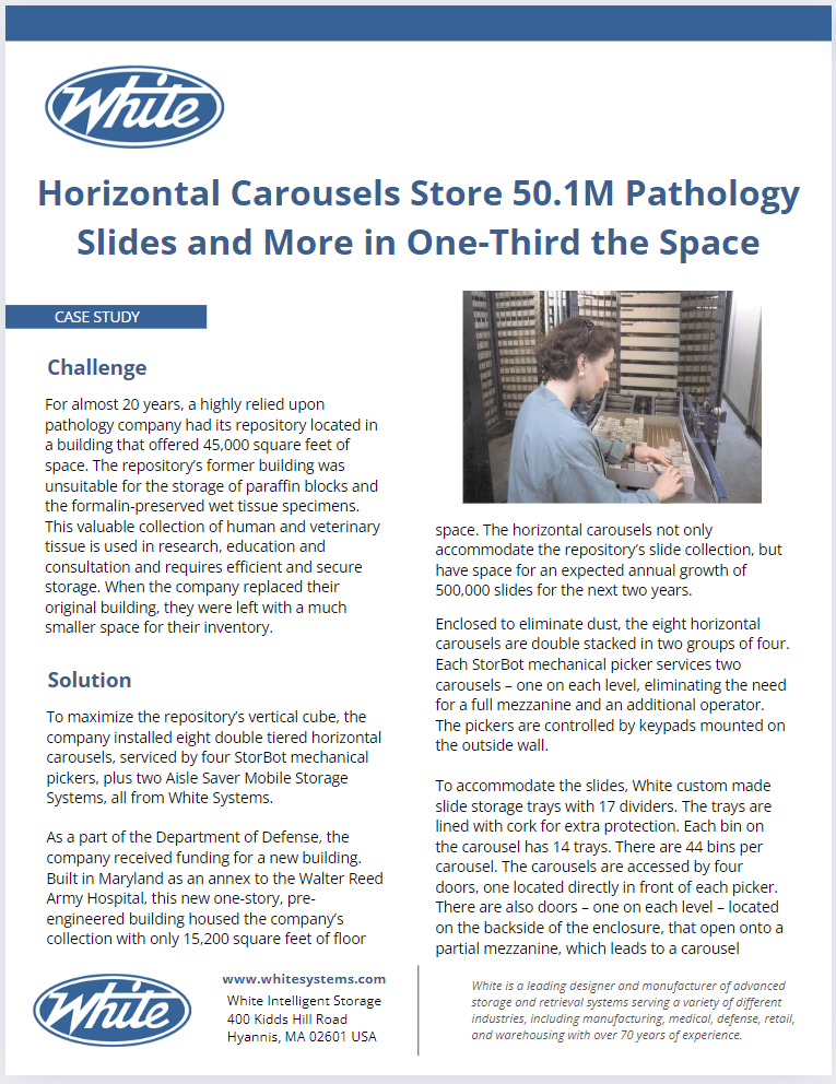 Horizontal Carousels Store 50.1M Pathology Slides and More in One-Third the Space