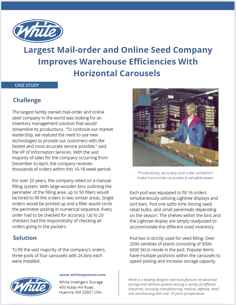 Largest Mail-order and Online Seed Company Improves Warehouse Efficiencies With Horizontal Carousels Case Study