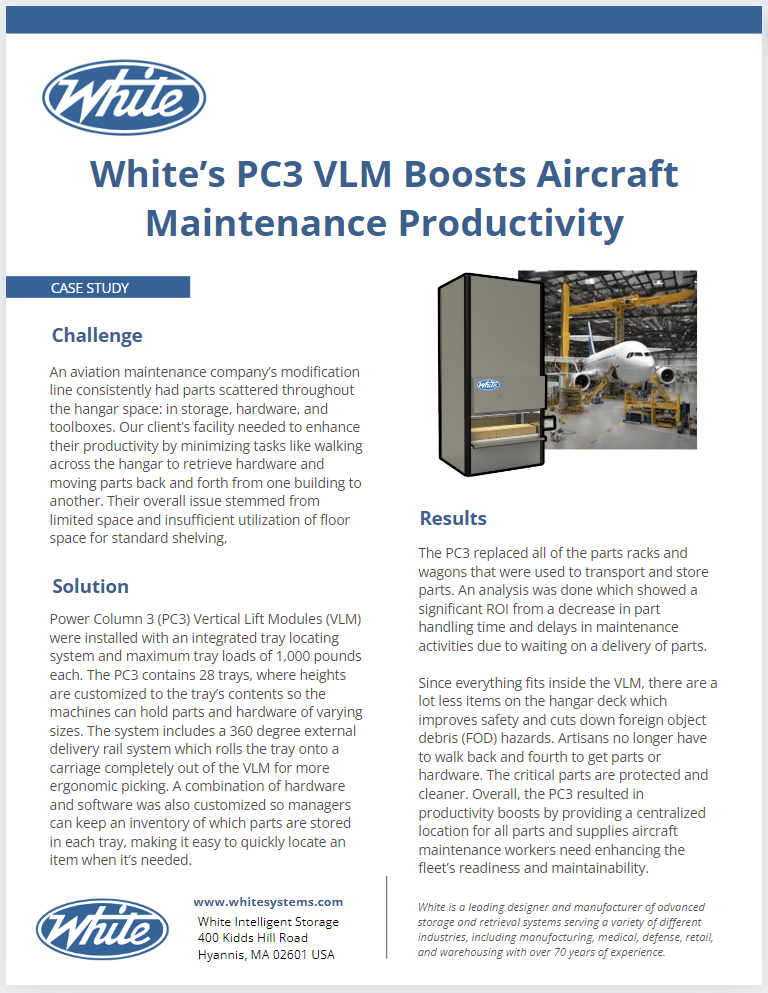 White's PC3 VLM Boosts Aircraft Maintenance Productivity